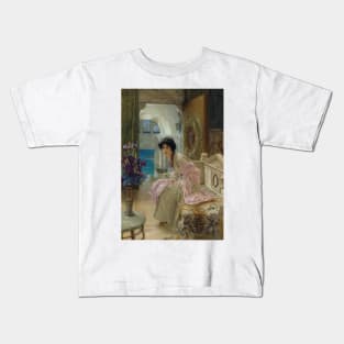 Watching And Waiting by Lawrence Alma-Tadema Kids T-Shirt